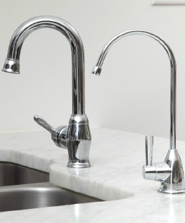 Kitchen mixer tap in modern kitchen